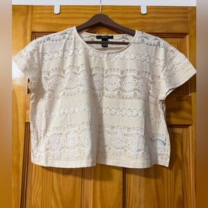 Forever 21 White Lace Crop Top, size Small